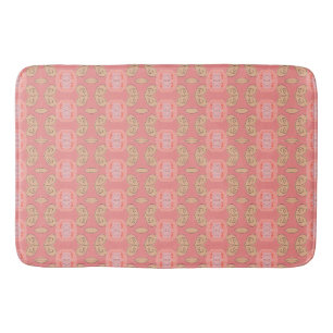 Pretty Patterned Bath Mat in Coral