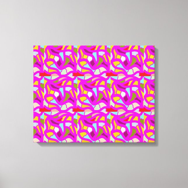Pretty patterns in pink and rainbow colours canvas print (Front)