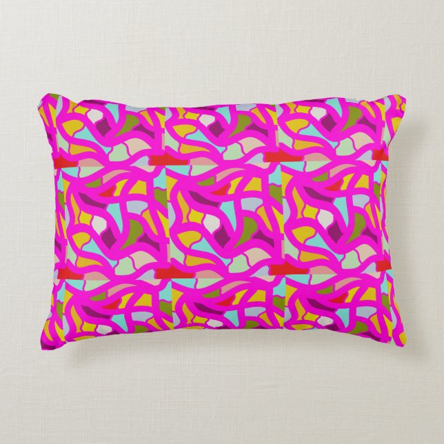 Pretty patterns in pink and rainbow colours decorative cushion (Front)