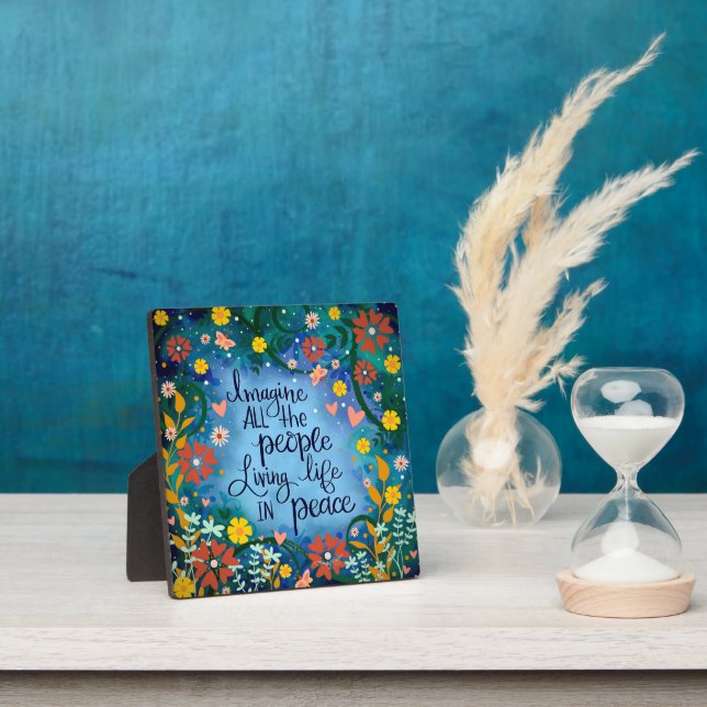Pretty Peace Quote Floral Butterfly Inspirational Plaque (Insitu)