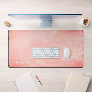 Pretty Peach Abstract Textured Desk Mat