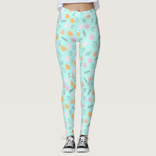 Pretty Peach and Pink Floral Pattern Leggings