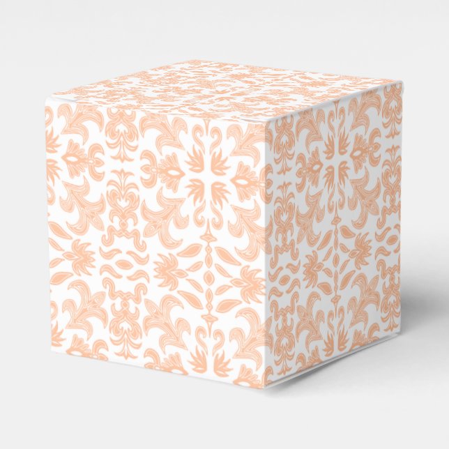 Pretty Peach and White Wedding Favour Boxes (Front Side)