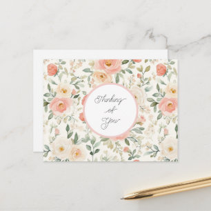 Pretty Peach Blush Pink Floral Birthday Postcard