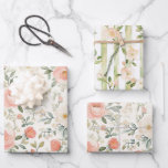 Pretty Peach Blush Pink Floral Bridal Shower Wrapping Paper Sheet<br><div class="desc">Pretty Peach Blush Pink Floral Bridal Shower</div>