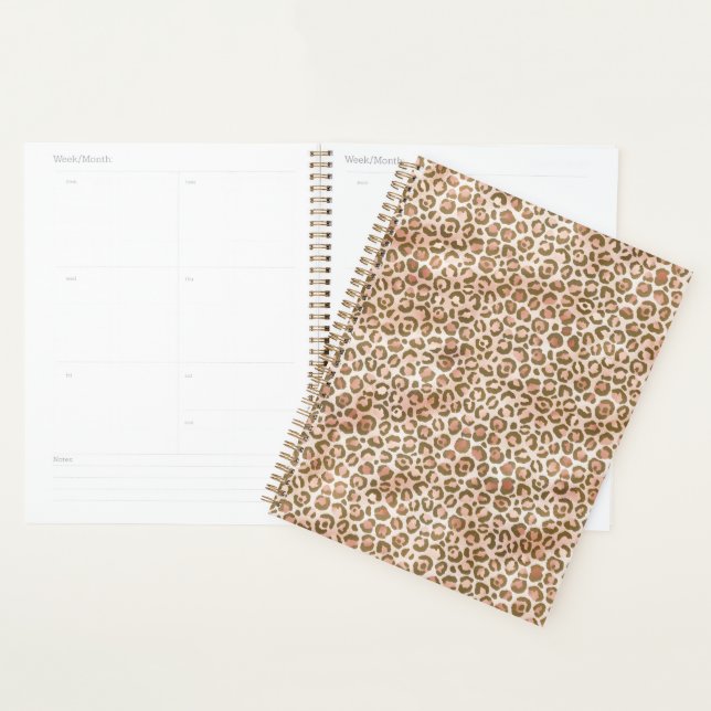 Pretty Peach Brown Leopard Print Planner (Display)