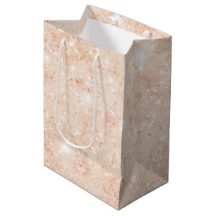 Pretty Peach Faux Glitter Bridal Shower Medium Gift Bag