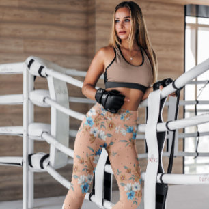 Pretty Peach Floral Feminine Patterned   Leggings