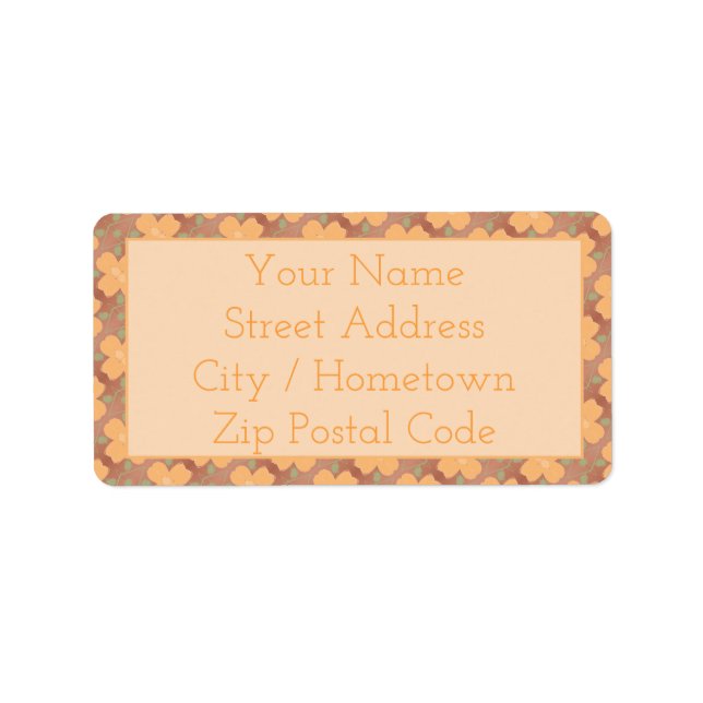 Pretty peach floral label (Front)