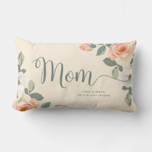 Pretty Peach Floral   Mum Lumbar Cushion