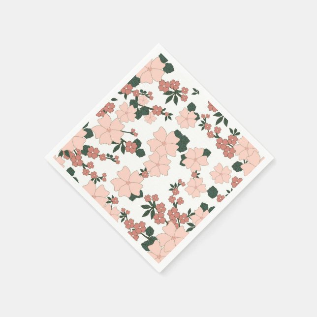 Pretty Peach Floral Napkin (Corner)