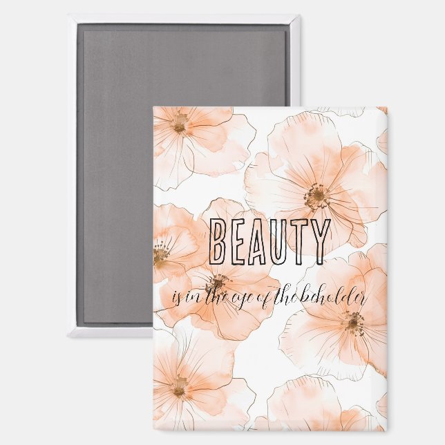 Pretty Peach Flowers Birthday Magnet (Front/Back)