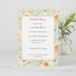 Pretty Peach Flowers Bridal Shower Invitation