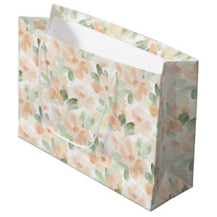 Pretty Peach Flowers Bridal Shower Large Gift Bag