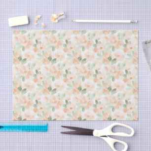 Pretty Peach Flowers Bridal Shower Tissue Paper