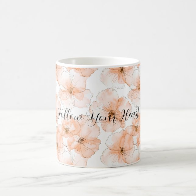 Pretty Peach Flowers Coffee Mug (Center)