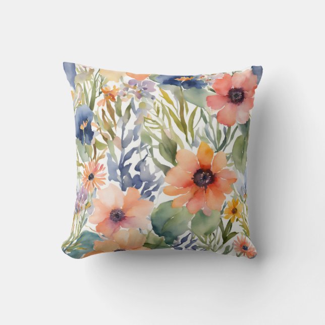Pretty Peach Flowers Cushion (Front)