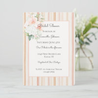 Pretty Peach Orchid Flowers Stripes Bridal Shower