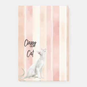 Pretty Peach Pink Cream Stripes Cat Post-it Notes