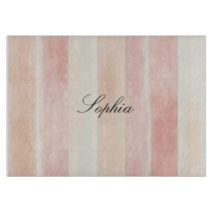Pretty Peach Pink Cream Stripes Cutting Board