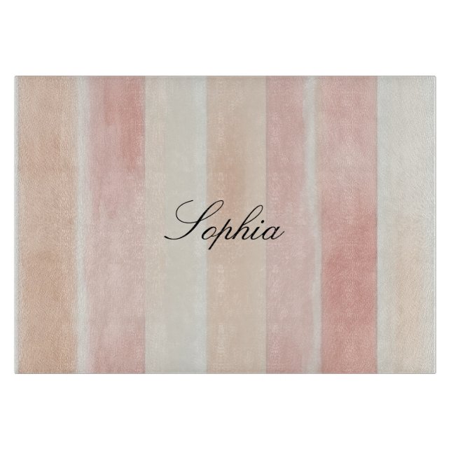 Pretty Peach Pink Cream Stripes  Cutting Board (Front)