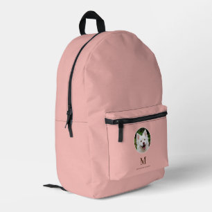 Pretty Peach Pink Pet Photo Personalised Printed Backpack