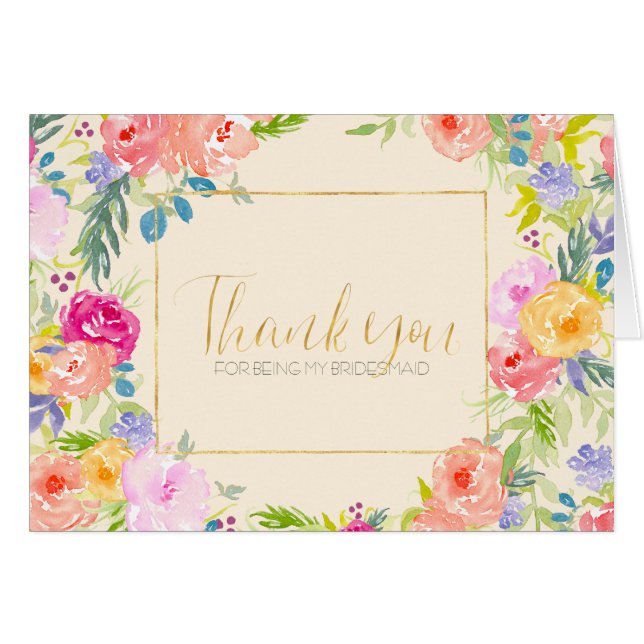 Pretty Peach Pink Watercolor Floral bridesmaid (Front Horizontal)