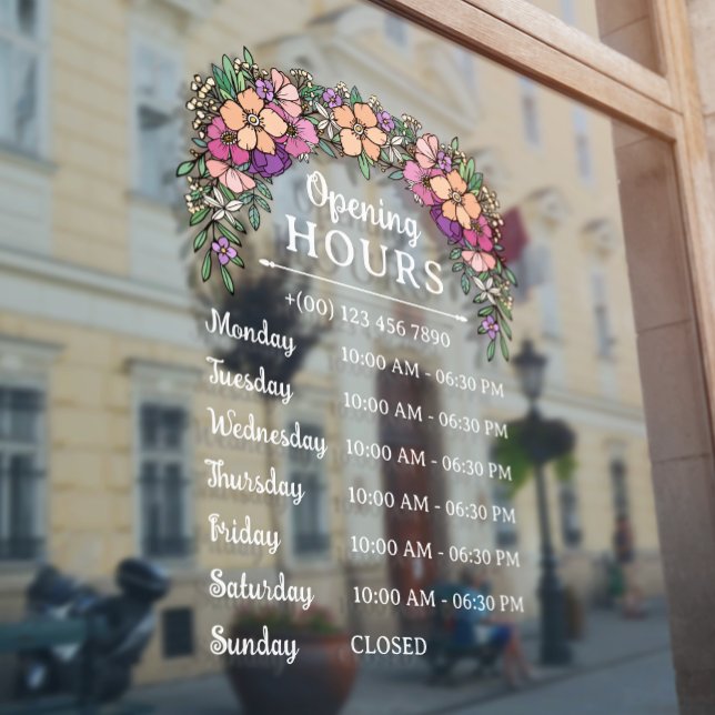 Pretty Peach & Purple Floral Open Hours Business (Creator Uploaded)