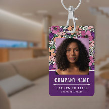 Pretty Peach & Purple Floral Pattern Business