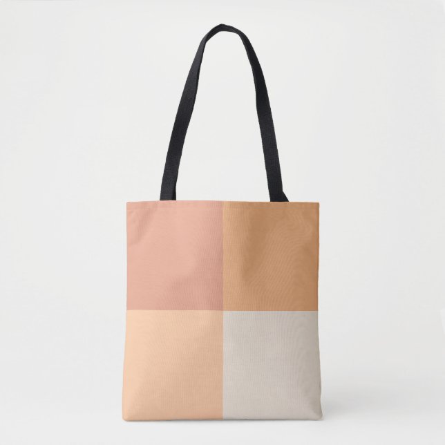 Pretty Peach Squares Tote Bag (Front)