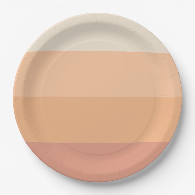 Pretty Peach Stripes Paper Plate (Front)