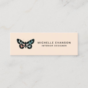 Pretty Peach Watercolor Butterfly Logo Creative Mini Business Card