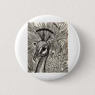 Pretty Peacock 6 Cm Round Badge