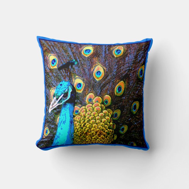 Pretty Peacock Art Pillow (Front)