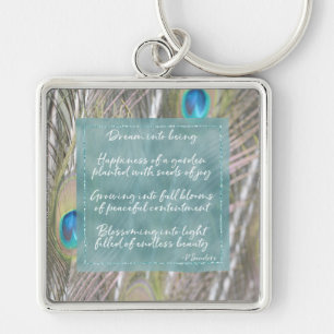 Pretty Peacock Feathers Dream Poem    Key Ring