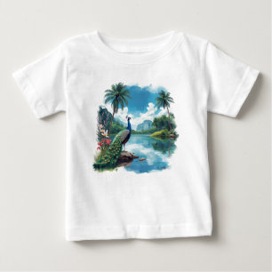 Pretty Peacock in a Tropical Paradise Baby T-Shirt