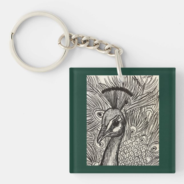 Pretty Peacock Key Ring (Front)