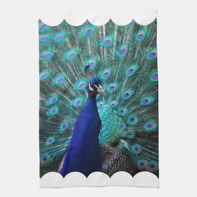 Pretty Peacock Kitchen Towel (Vertical)
