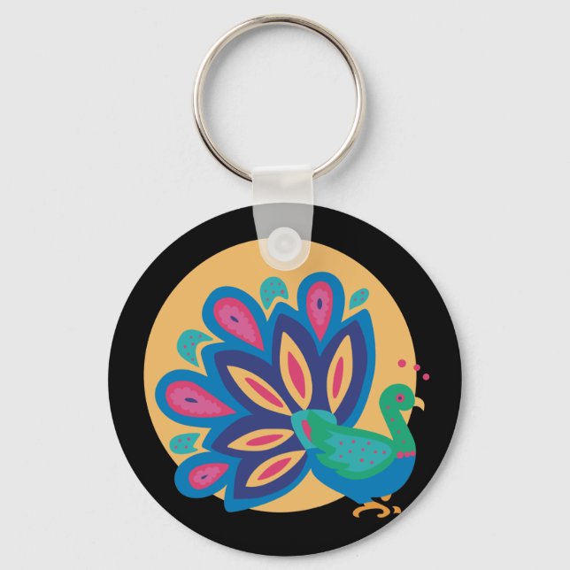 Pretty Peacock One Key Ring (Front)
