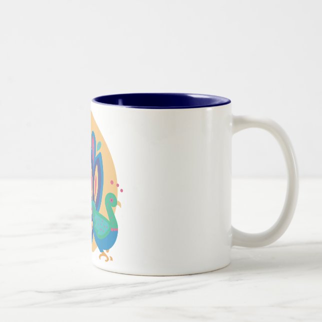 Pretty Peacock One Two-Tone Coffee Mug (Right)