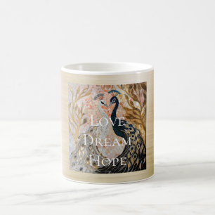 Pretty Peacock Pink Gold Christmas Coffee Mug