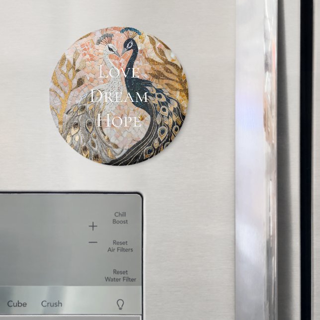 Pretty Peacock Pink Gold Christmas Magnet (In Situ (Fridge))