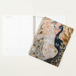 Pretty Peacock Pink Gold Planner