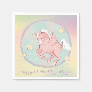 Pretty Pegasus Unicorn Pink, Purple  Personalise Napkin