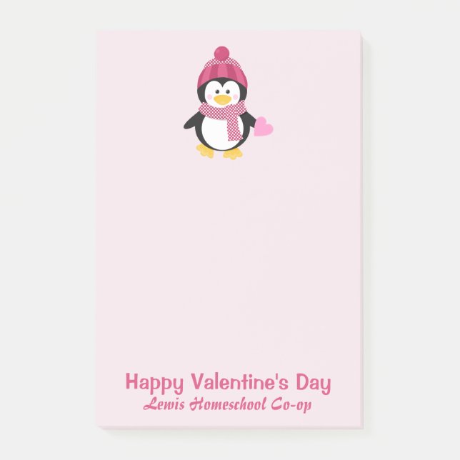 Pretty Penguin Homeschool Co-op Valentine's Day  Post-it Notes (Front)