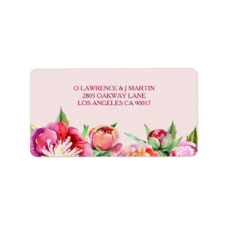 Pretty Peonies Floral Watercolor Label