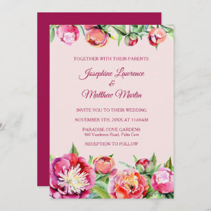 Pretty Peonies Floral Wedding Invitations