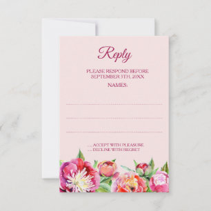 Pretty Peonies Floral Wedding Reply Cards