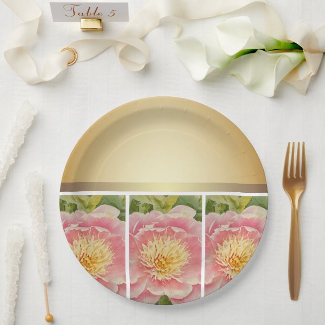 Pretty Peonies in a Row - Paper Plate (Wedding)