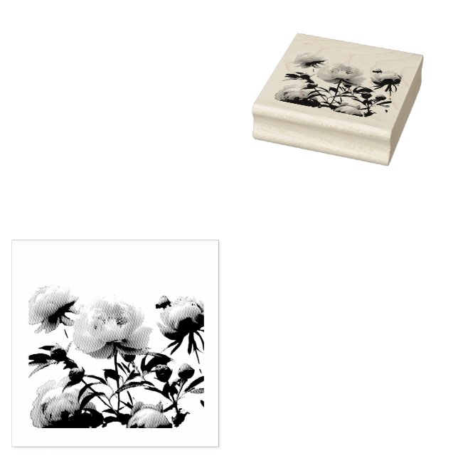 Pretty Peonies Rubber Stamp (Stamped)